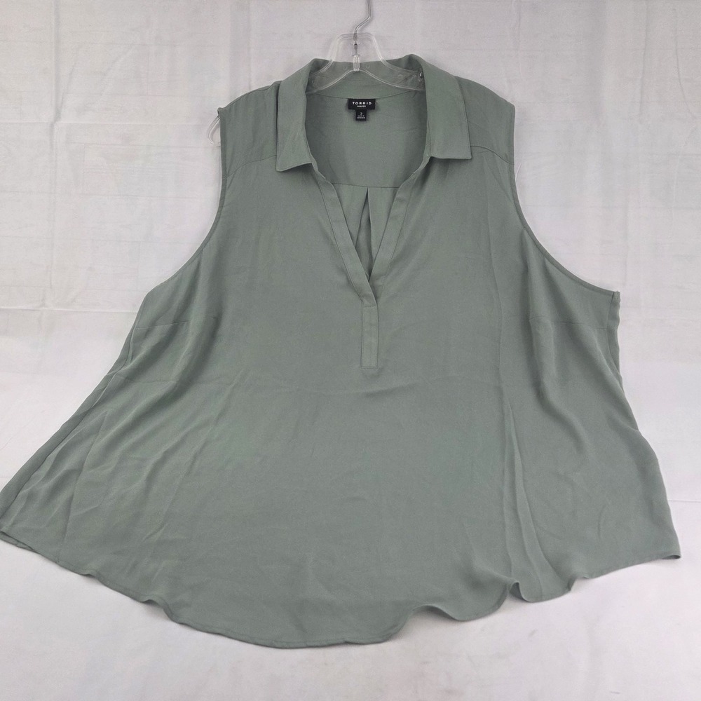 Torrid Sleeveless Blouse Womens 3X Sage Green Pullover Plus Coastal Grandmother